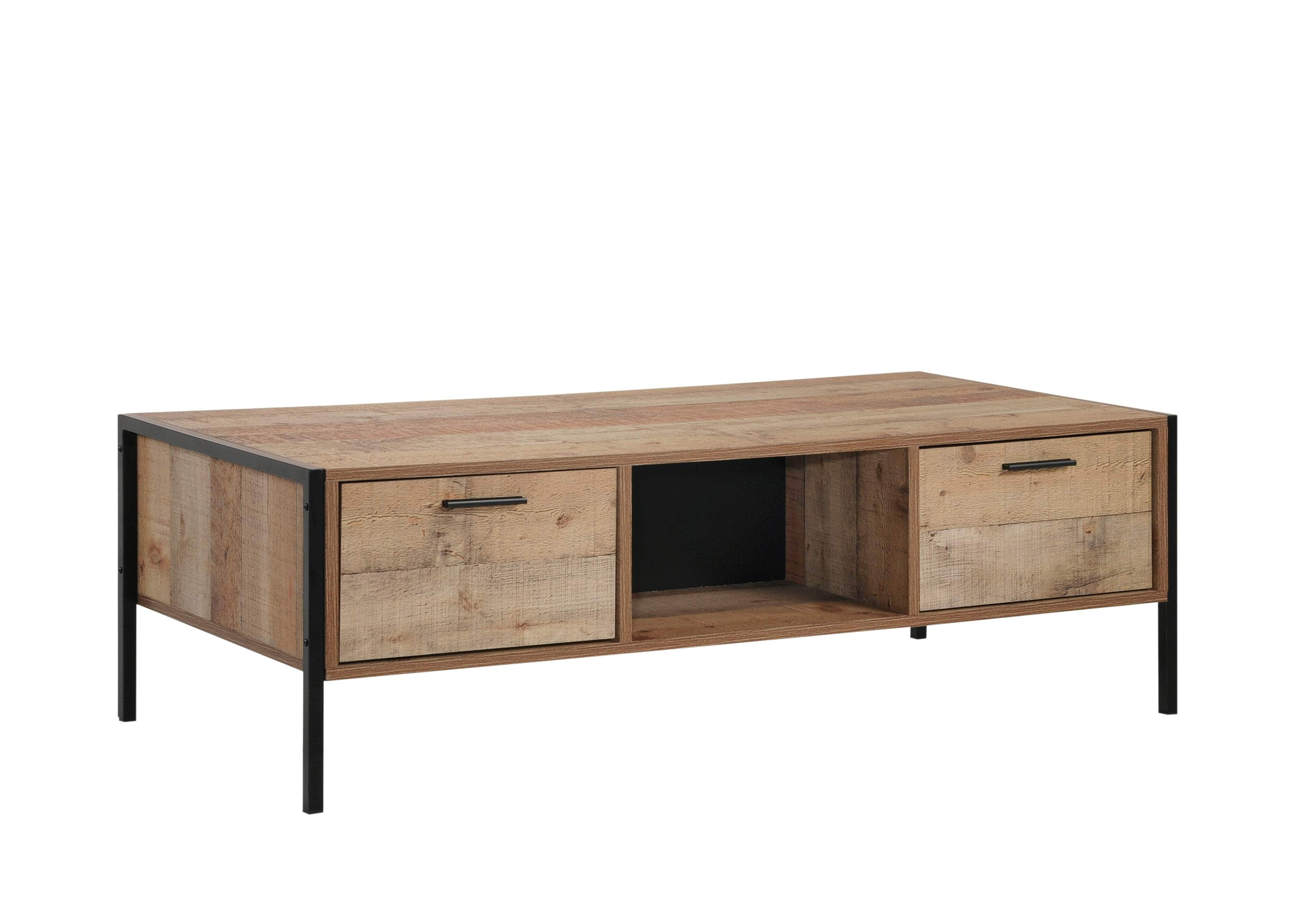 Coffee Table 2 Drawers Particle Board Storage In Oak