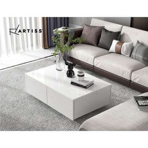 Coffee Table 4 Drawers White Trevi