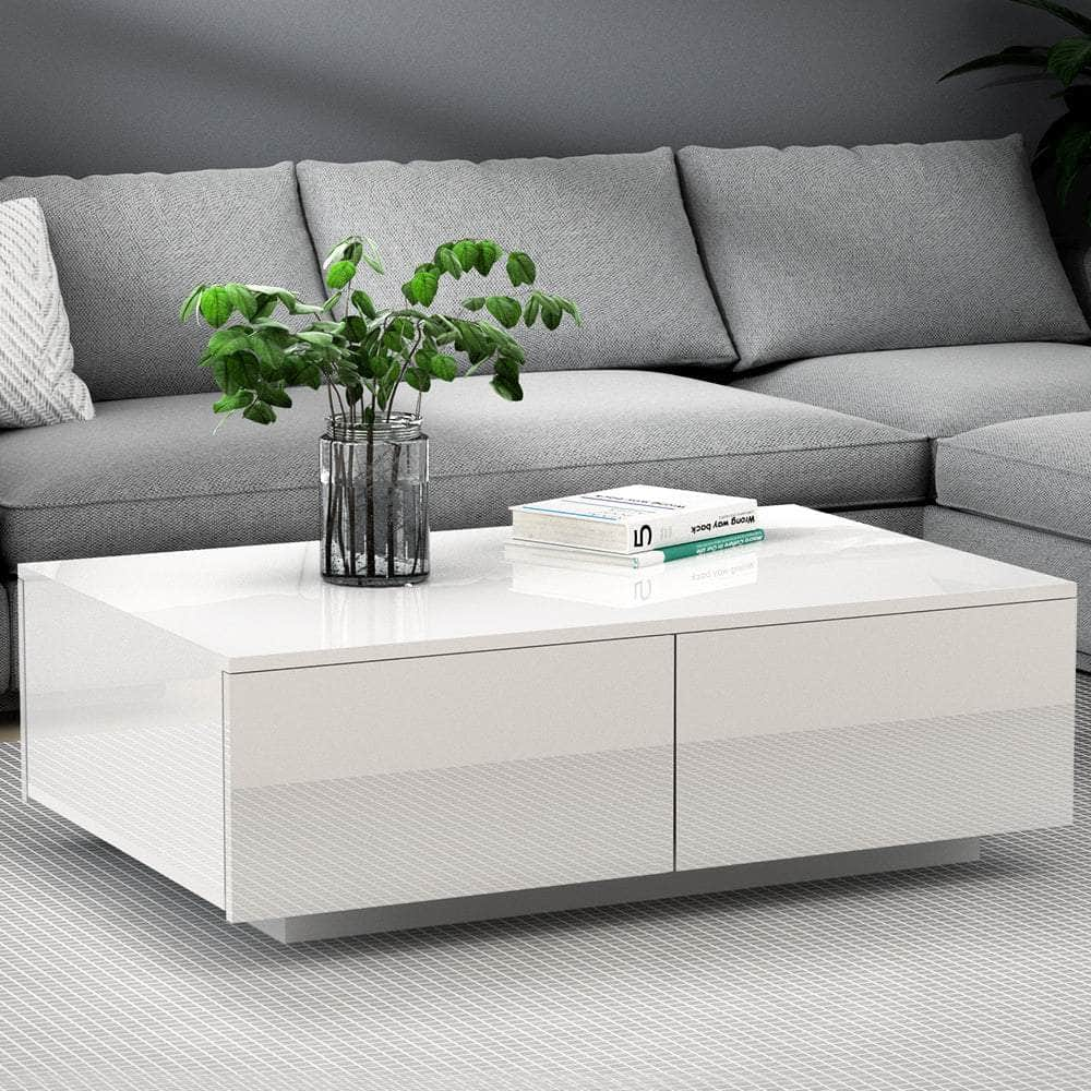 Coffee Table 4 Drawers White Trevi