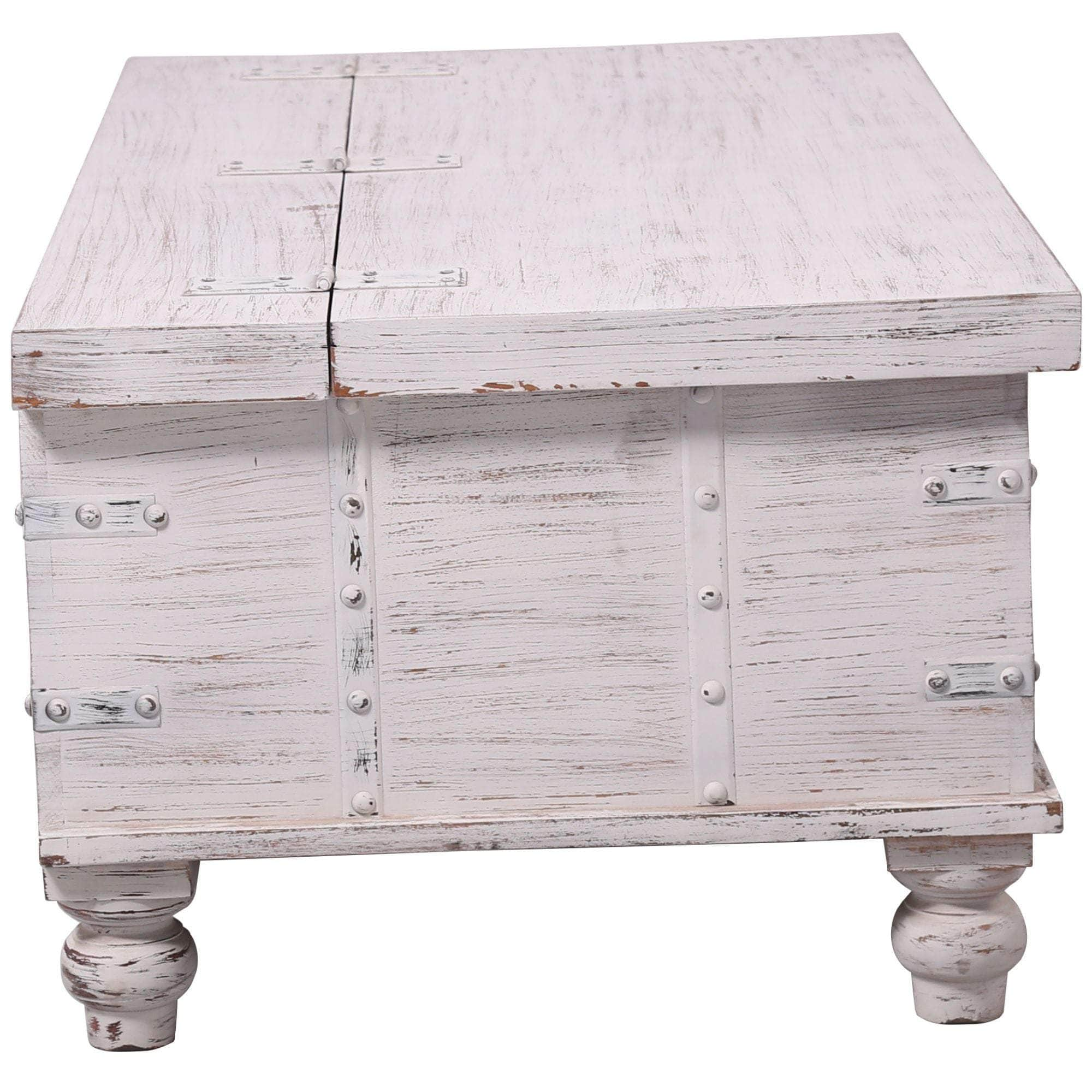 Coffee Table Antique Handcrafted Solid Mango Wood Storage Trunk Chest