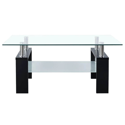 Coffee Table Black and Transparen Tempered Glass