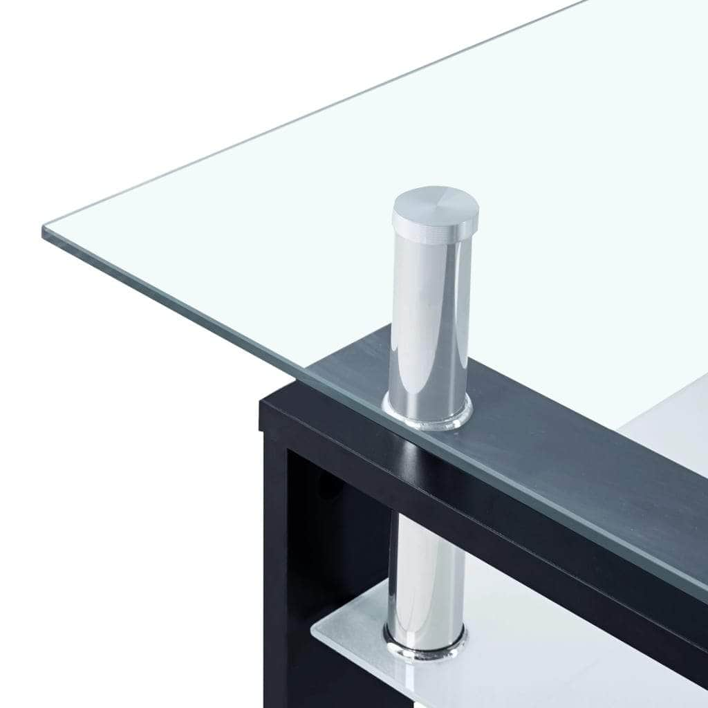 Coffee Table Black and Transparen Tempered Glass