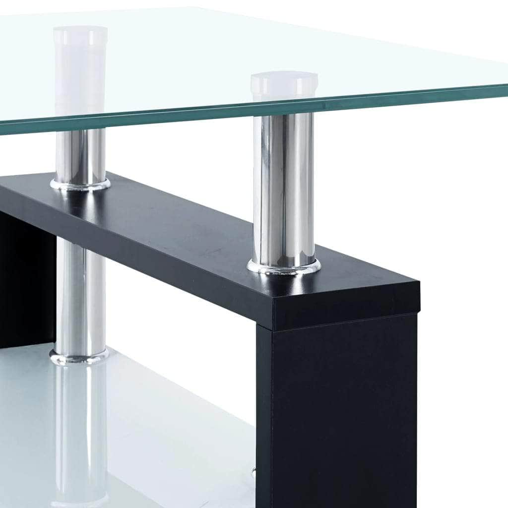 Coffee Table Black and Transparen Tempered Glass