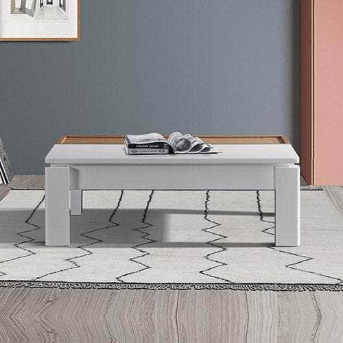 Coffee Table High Gloss Finish Lift Up Top Mdf White Ash Interior Storage