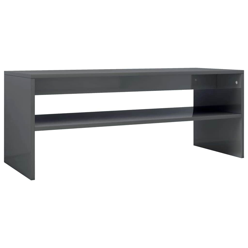 Coffee Table High Gloss Grey Chipboard