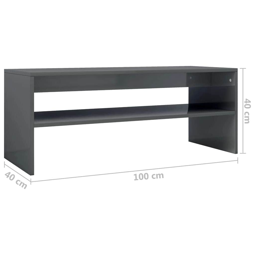 Coffee Table High Gloss Grey Chipboard