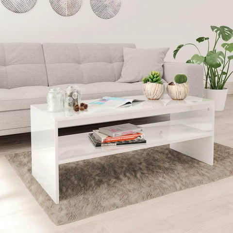 Coffee Table High Gloss White Chipboard