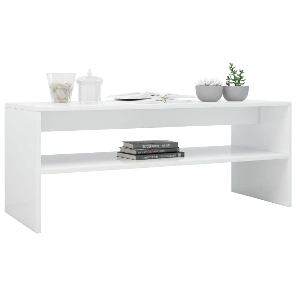 Coffee Table High Gloss White Chipboard