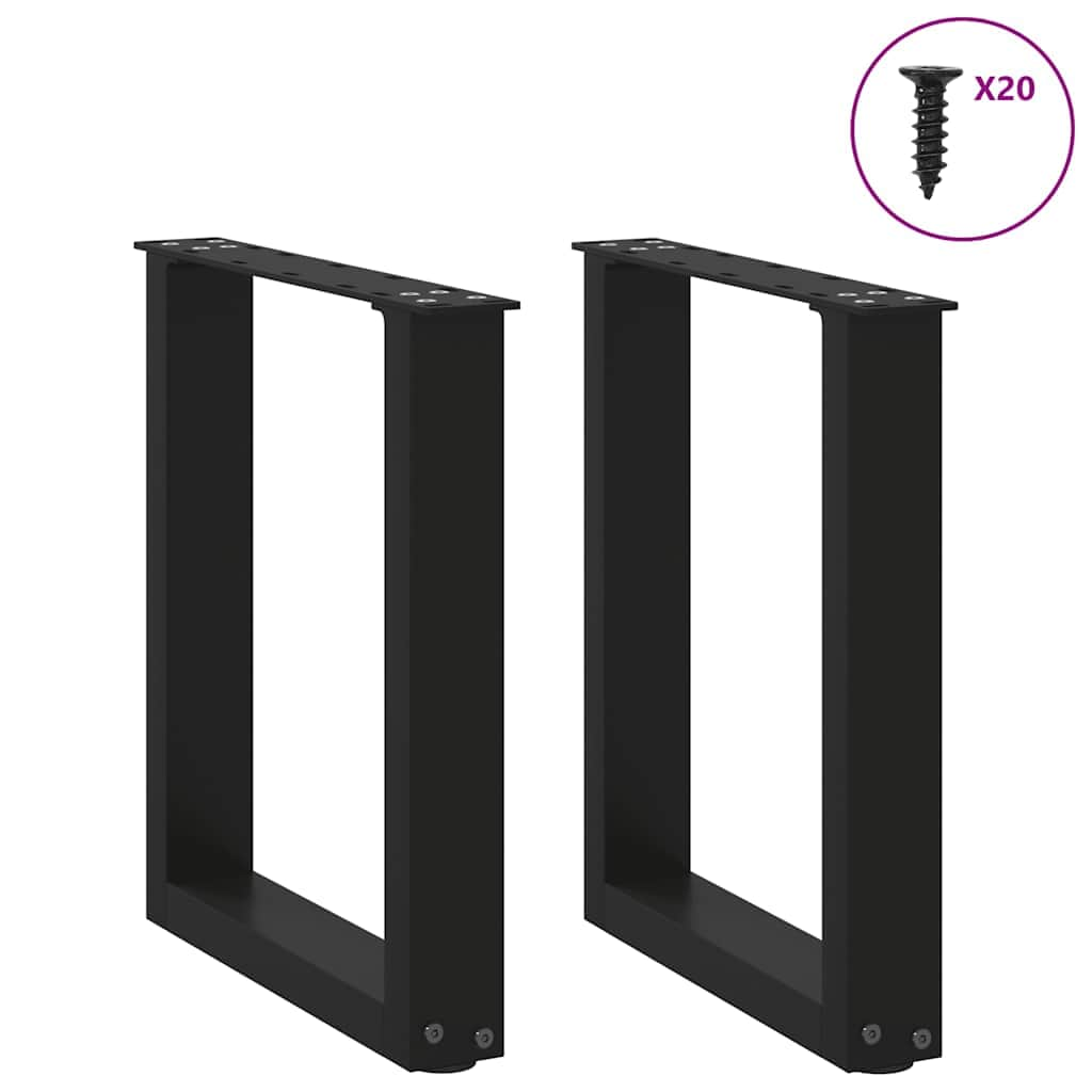 Coffee Table Legs U-Shaped 2-pcs Black Steel