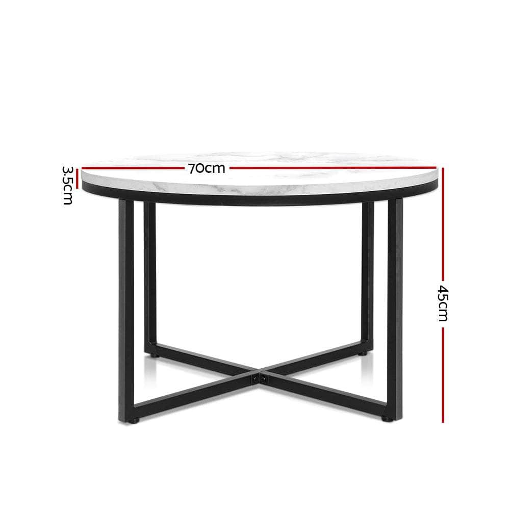 Coffee Table Round 70Cm Marbel Effect