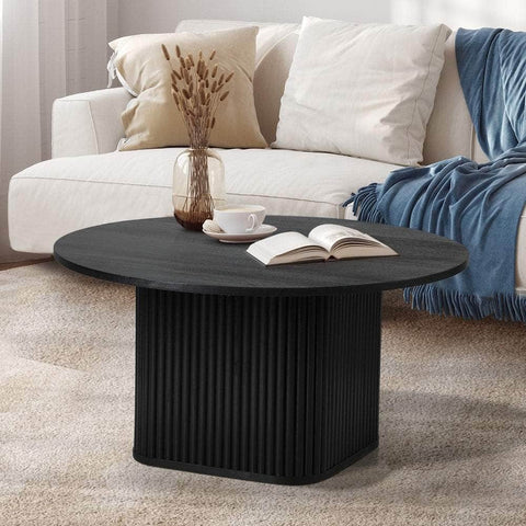 Coffee Table Round Wooden Black