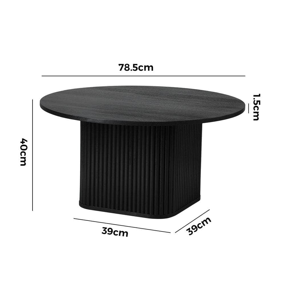 Coffee Table Round Wooden Black