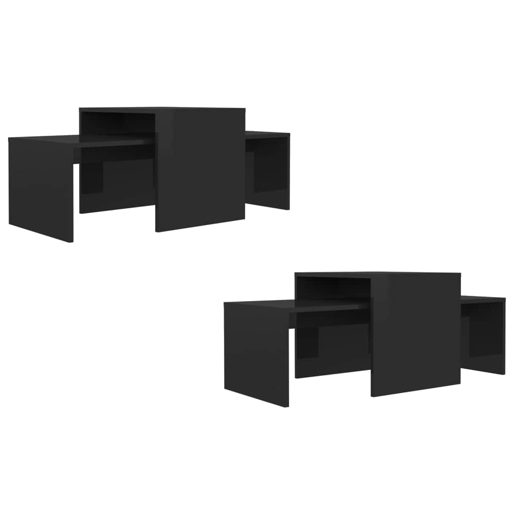 Coffee Table Set High Gloss Black Engineered Wood