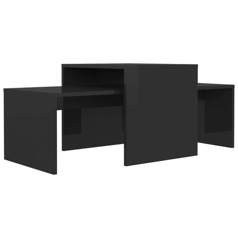 Coffee Table Set High Gloss Black Engineered Wood