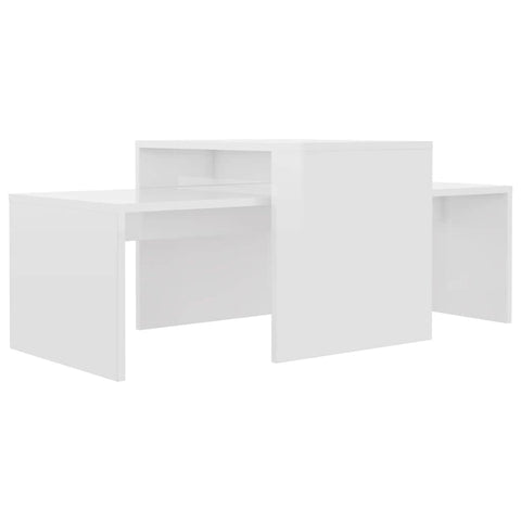 Coffee Table Set High Gloss White Engineered Wood