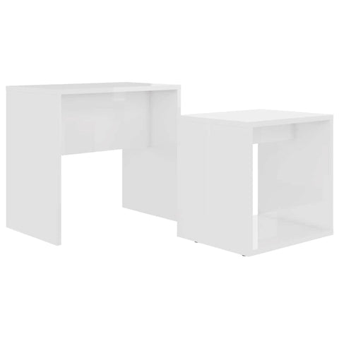 Coffee Table Set High Gloss White Wood