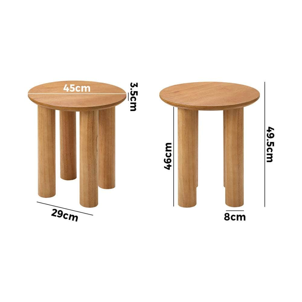 Coffee Table Side End Tables Round Wooden