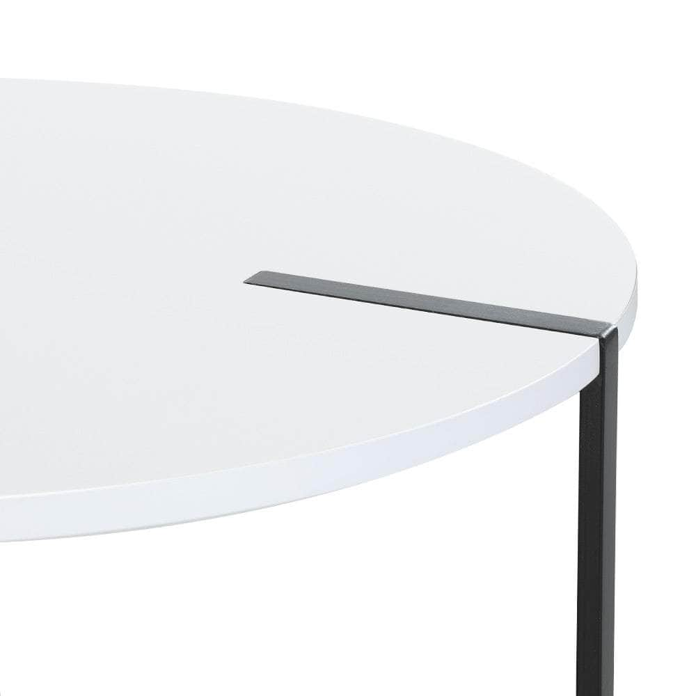 Coffee Table Side Table Round White Cedric