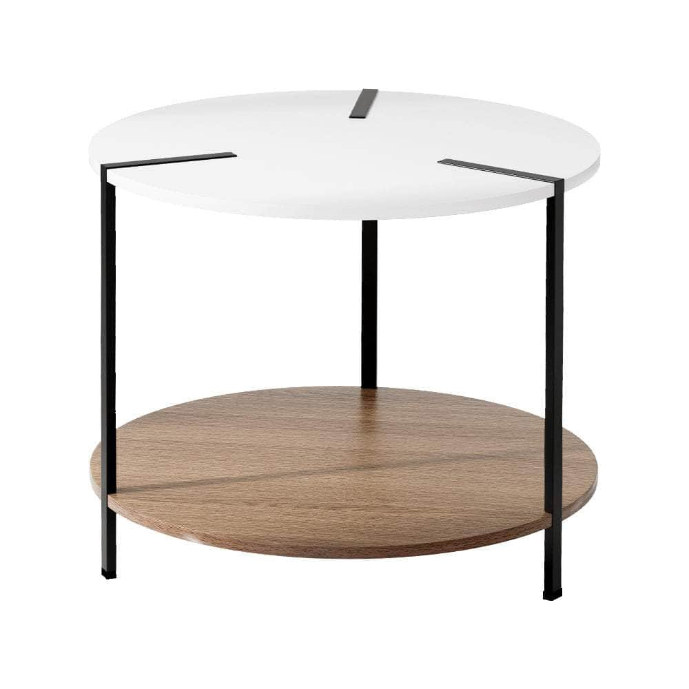 Coffee Table Side Table Round White Cedric