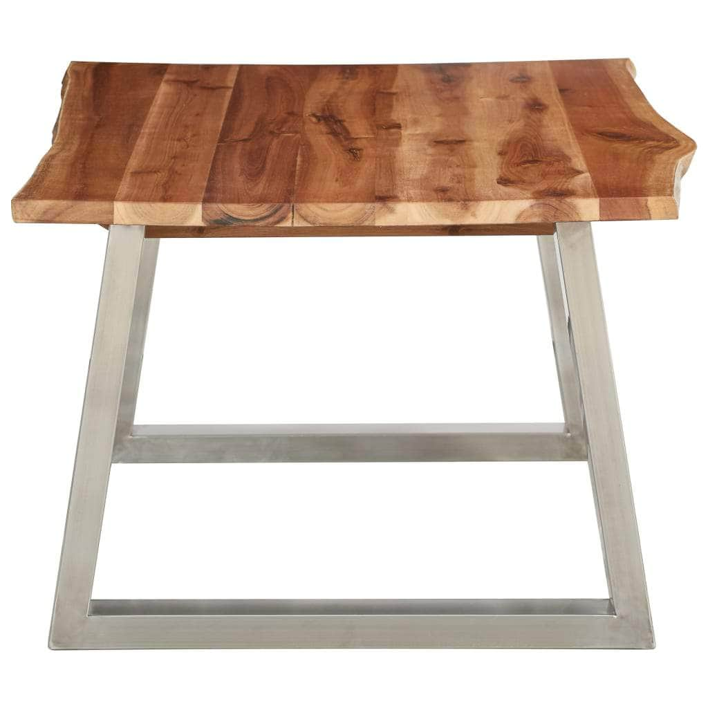 Coffee Table Solid Acacia Wood and Stainless Steel