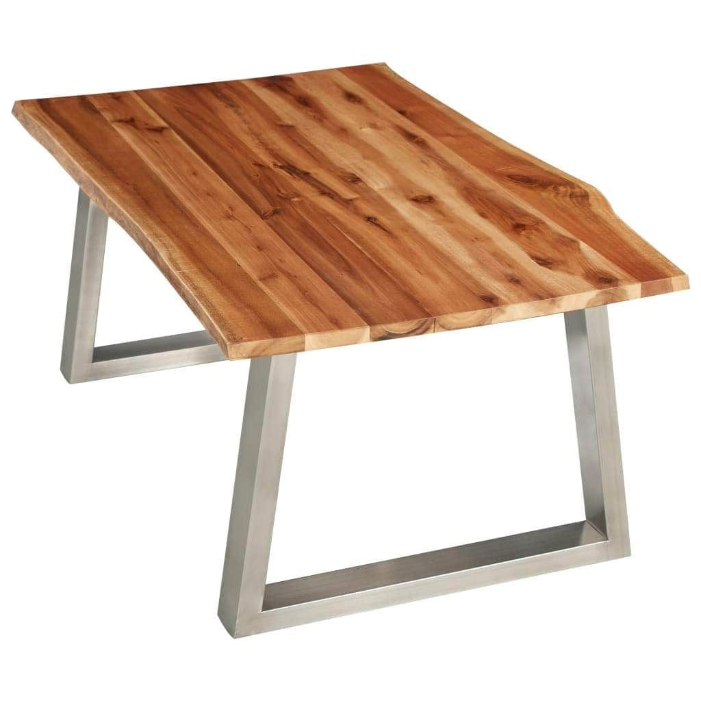 Coffee Table Solid Acacia Wood and Stainless Steel