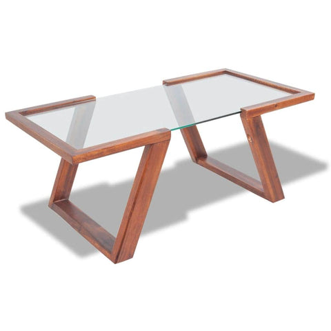 Coffee Table Solid Acacia Wood Brown