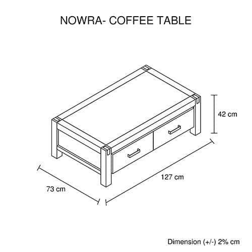 Coffee Table Solid Acacia Wood & Veneer 1 Drawers Storage Oak