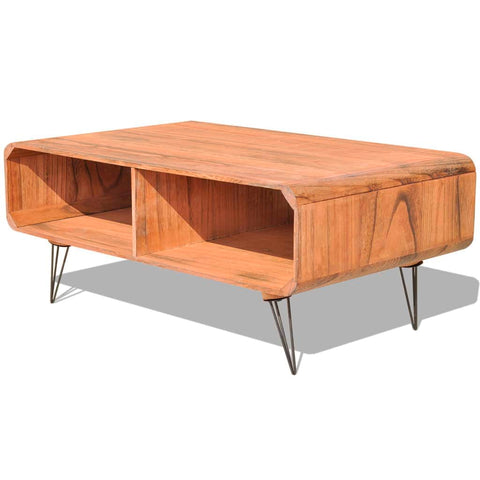 Coffee Table Solid Paulownia Wood Brown