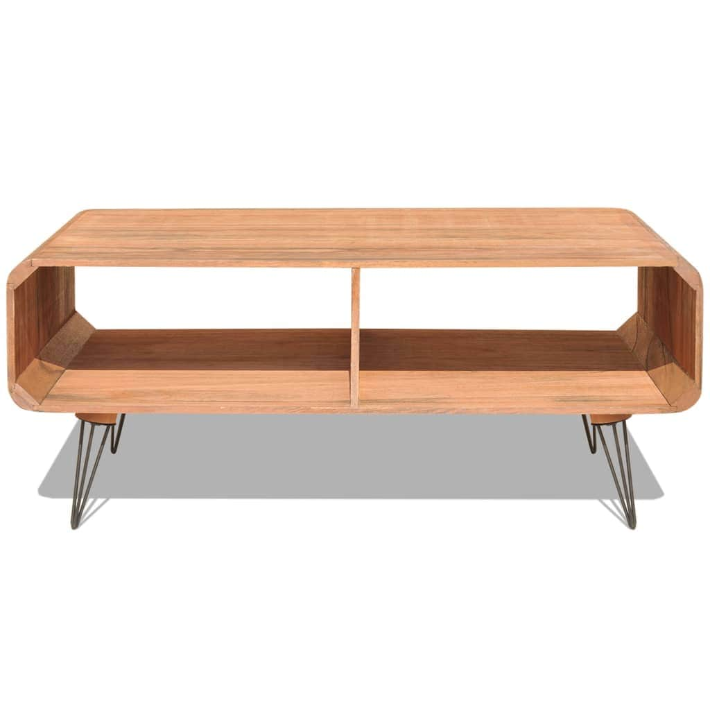 Coffee Table Solid Paulownia Wood Brown