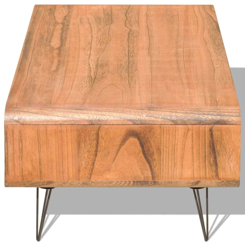 Coffee Table Solid Paulownia Wood Brown