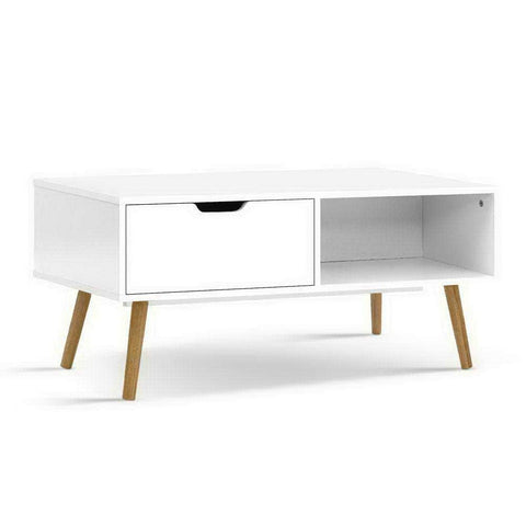 Coffee Table Storage Drawer White Larin