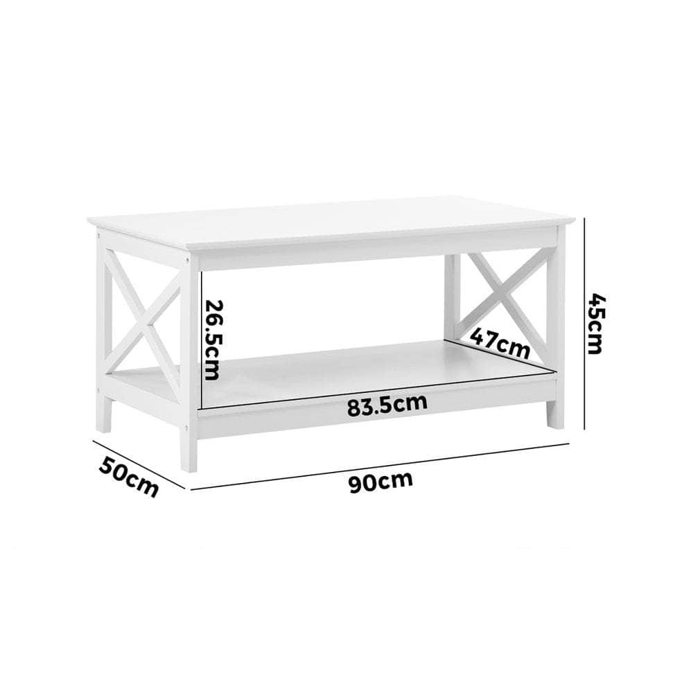 Coffee Table Storage Rack 2-Tier White