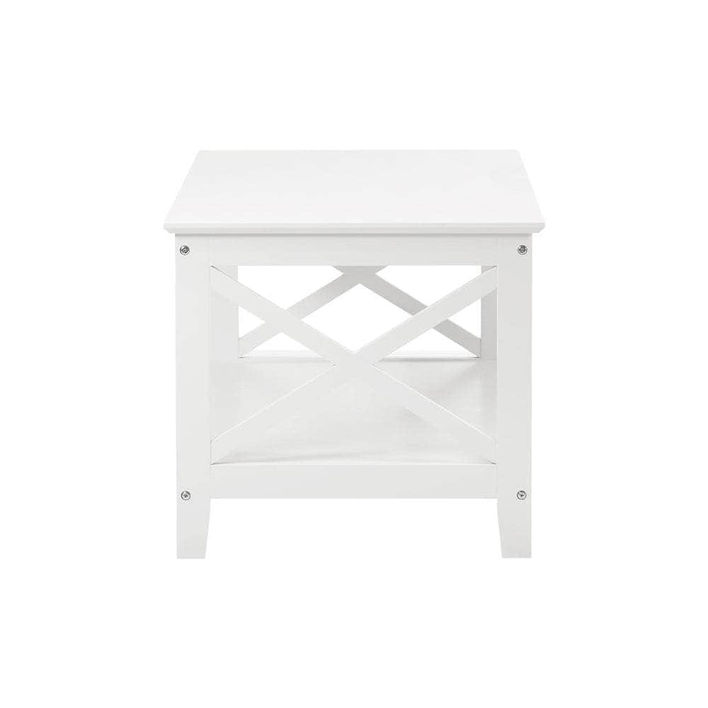 Coffee Table Storage Rack 2-Tier White