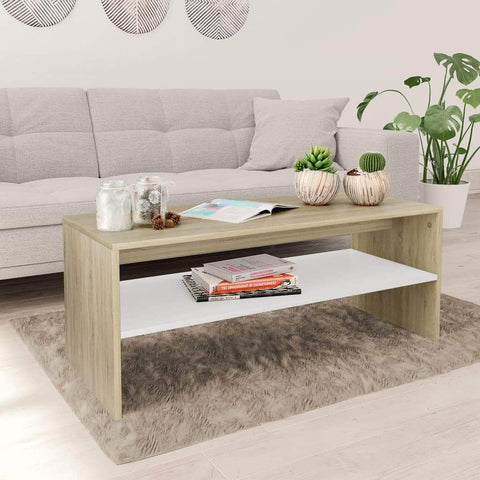 Coffee Table White and Sonoma Oak Chipboard