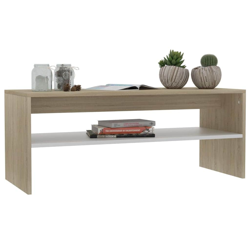 Coffee Table White and Sonoma Oak Chipboard