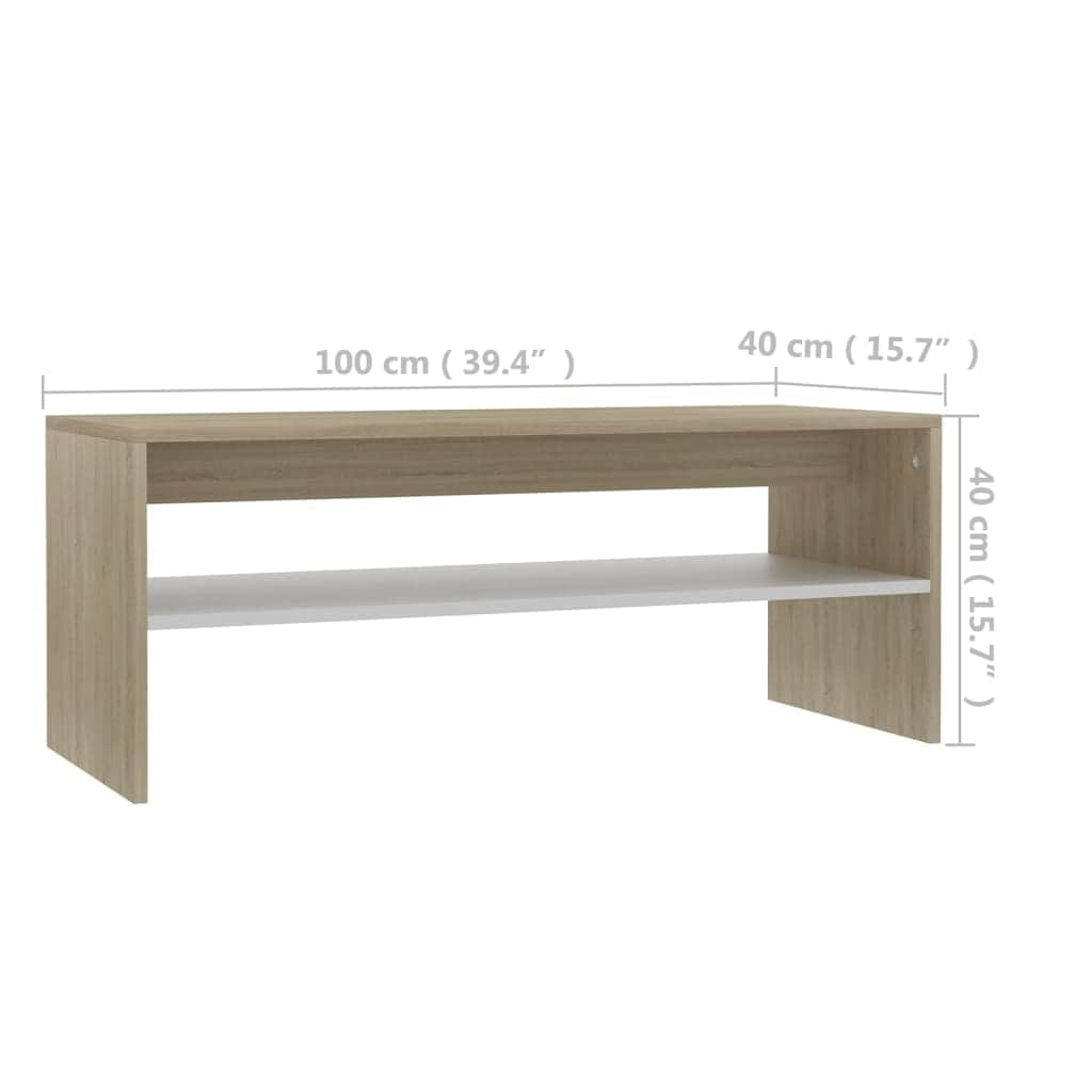 Coffee Table White and Sonoma Oak Chipboard