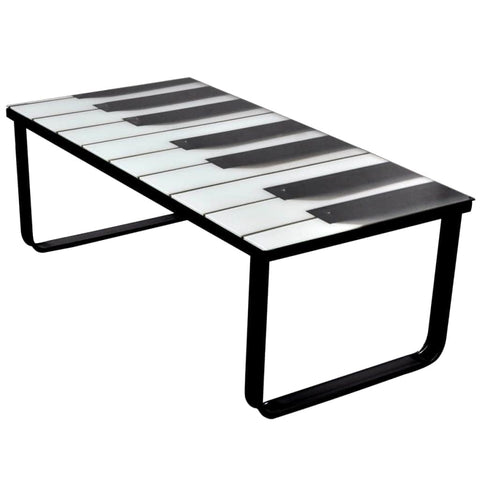 Coffee Table With Piano Printing Glass Top