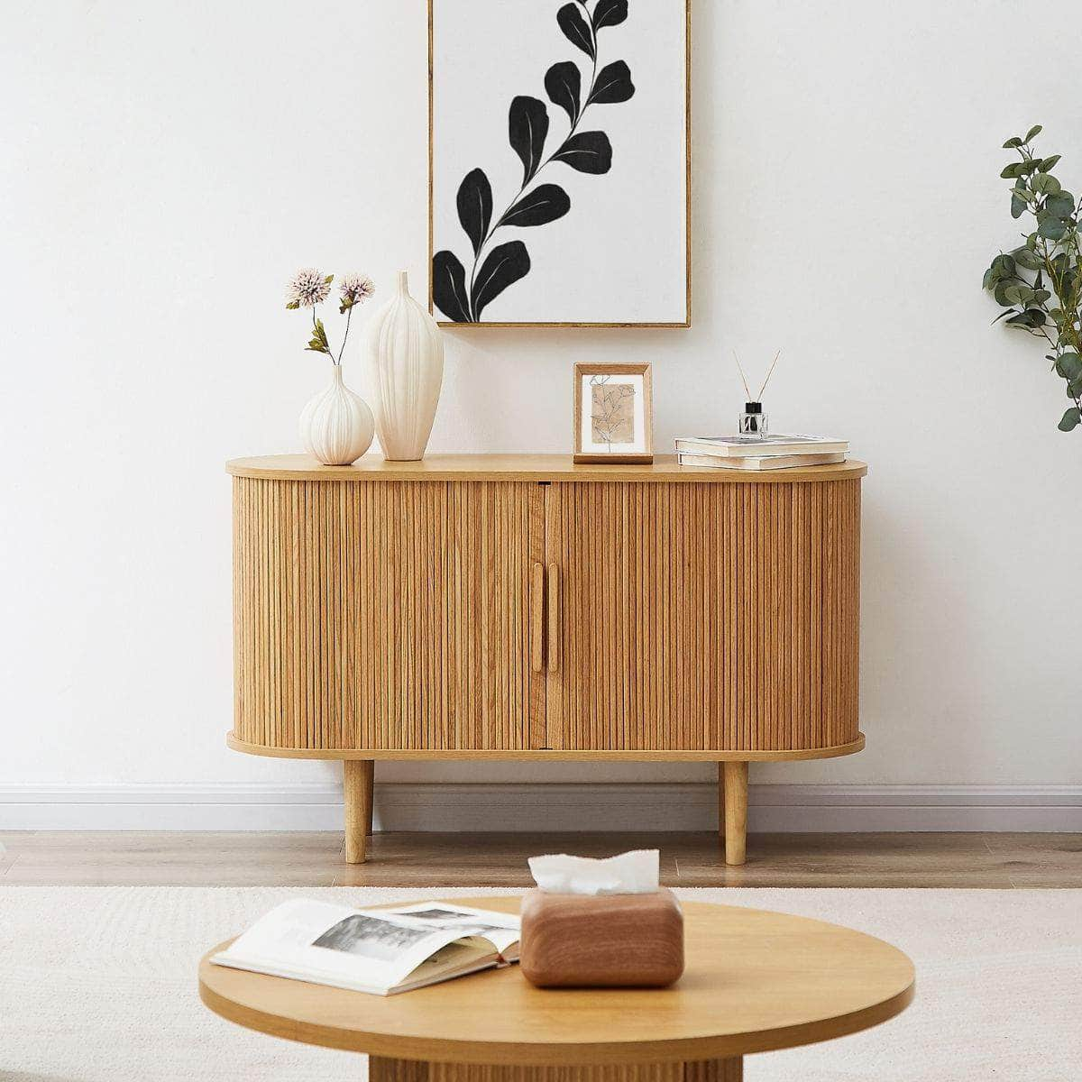 Column Wooden Sideboard Table In Natural