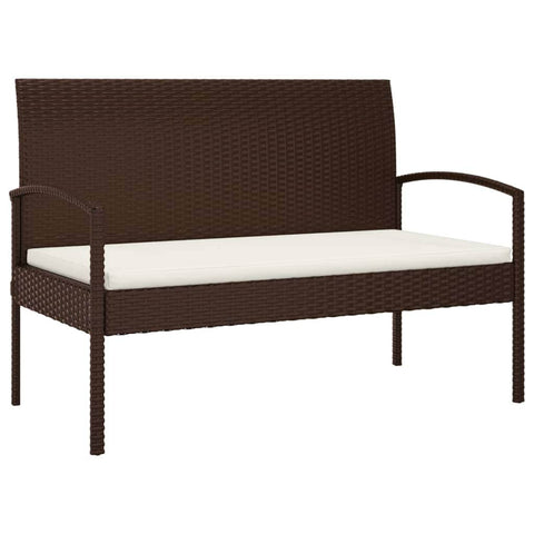 Comfort Haven: 105 cm Poly Rattan Garden Bench with Cushion-Brown\Black\Grey