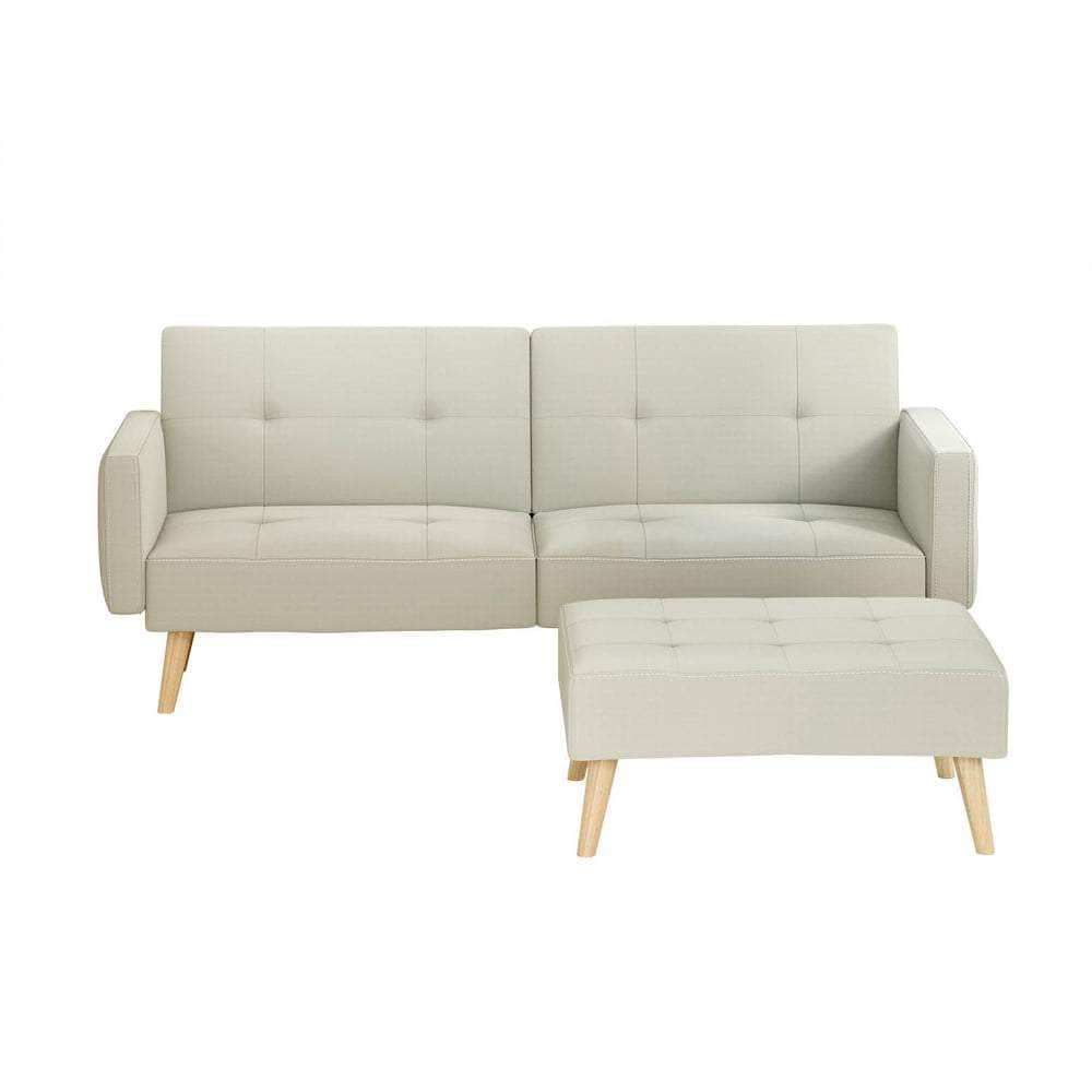 Comfortable 3-Seater Sofa Bed Ottoman - Beige