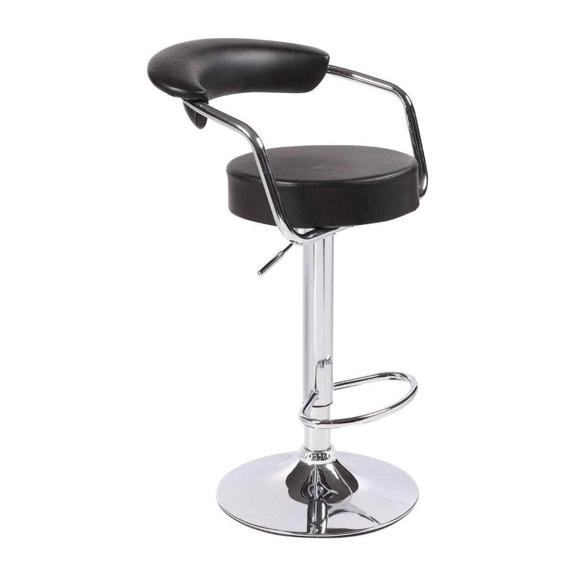 Comfortable Black Bar Stools - Leather, High Back, Adjustable