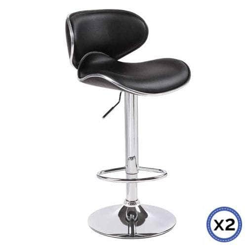 Comfortable Black Bar Stools Leather, Mid-High Back, Adjustable