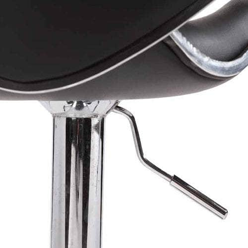 Comfortable Black Bar Stools Leather, Mid-High Back, Adjustable