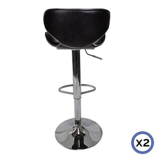 Comfortable Black Bar Stools Leather, Mid-High Back, Adjustable