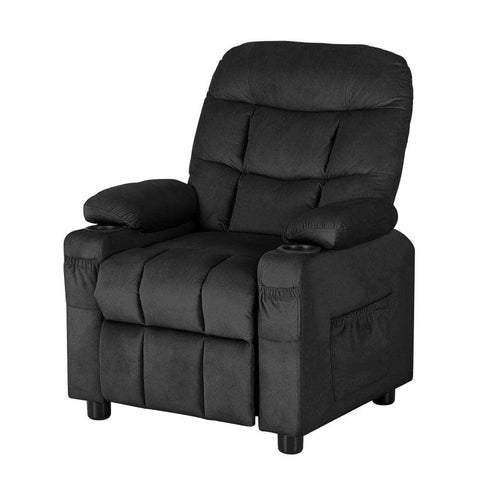 Comfortable Kids Recliner Chair - Black Velvet