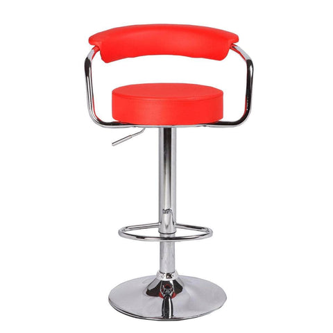 Comfortable Red Bar Stools - Leather, High Back, Adjustable