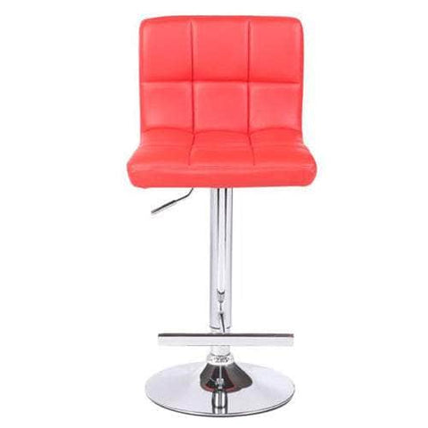 Comfortable Red Bar Stools - Leather, Mid-High Back, Adjustable