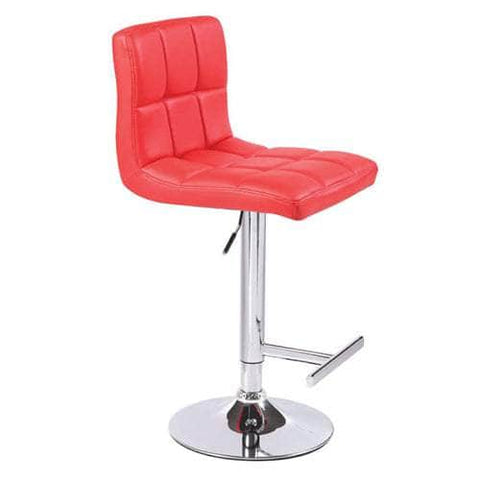 Comfortable Red Bar Stools - Leather, Mid-High Back, Adjustable