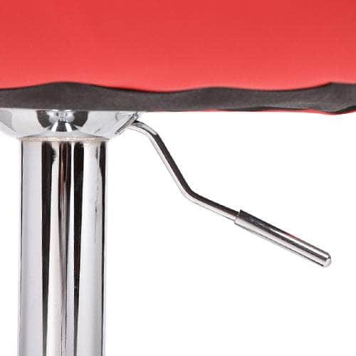 Comfortable Red Bar Stools - Leather, Mid-High Back, Adjustable