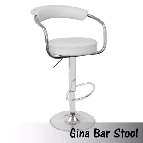 Comfortable White Bar Stools - Leather, High Back, Adjustable